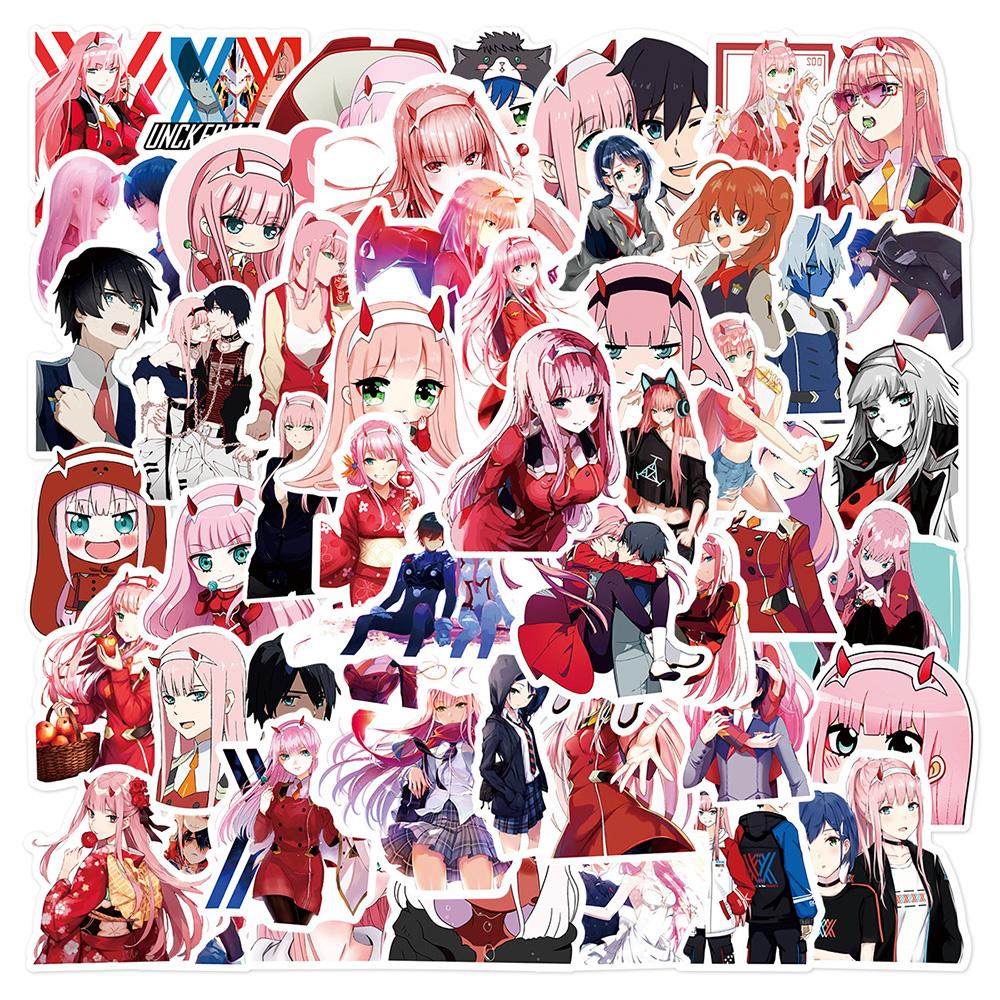 50Pcs Darling In The Franxx Anime Stickers Cute Zero Two Cartoon Girl Sticker Suitcase Water Bottle Phone Graffiti Decals