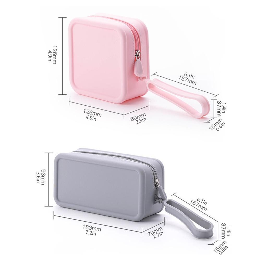 Candy Color Silicone Makeup Bag,Portable Lanyard Cosmetic Case Waterproof Zipper Toiletries Pouch,Mini Wallet Coin Purse
