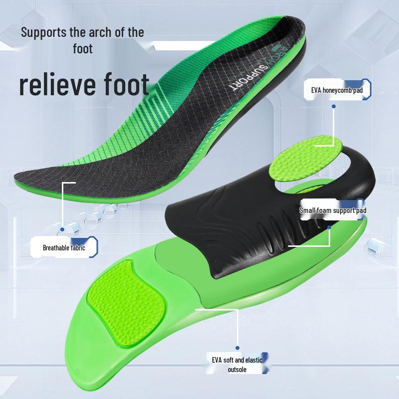 Unisex Shock Absorption Orthotic Sports Insoles with Arch Support for Foot Eversion