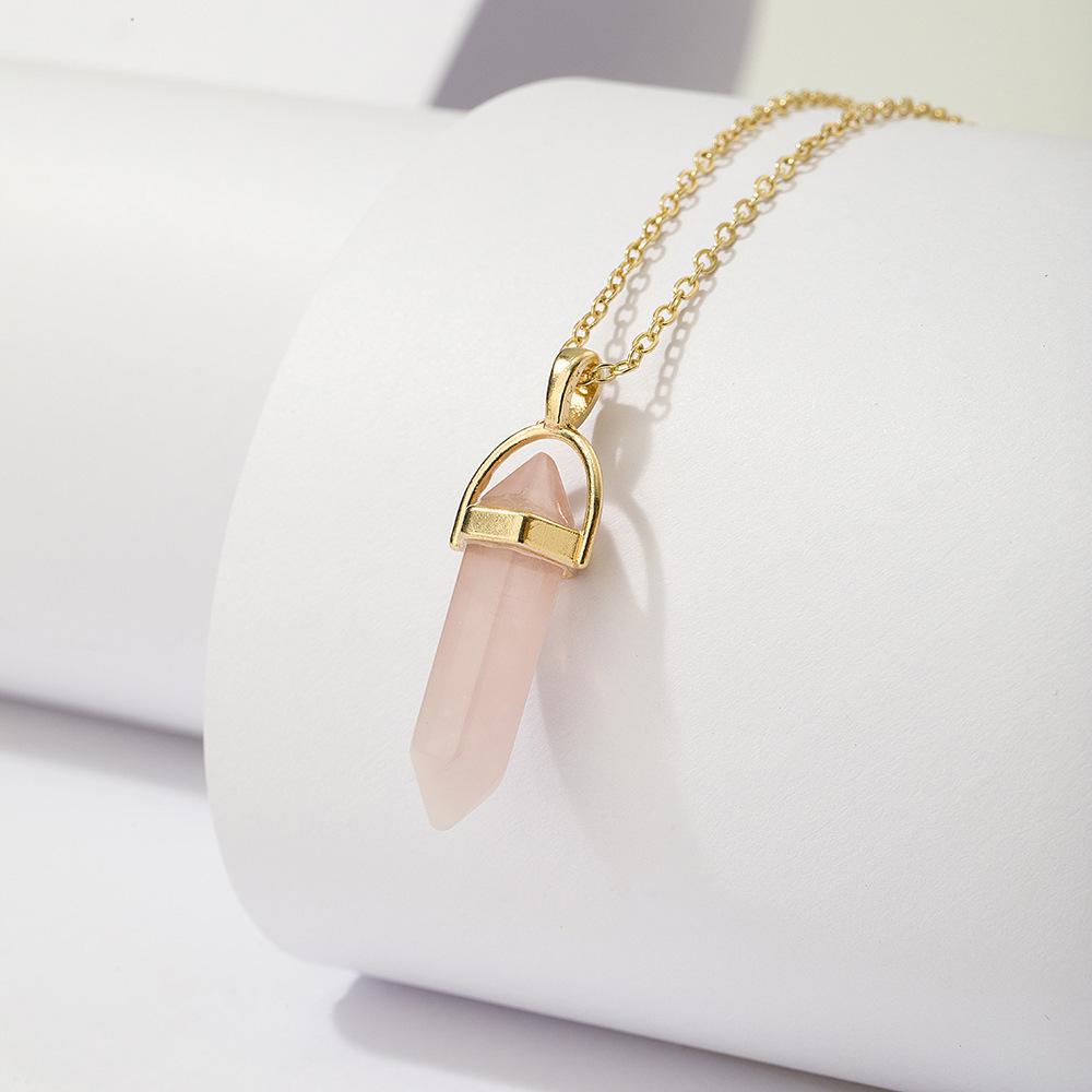 Colier cu Pandantiv Piatră Naturală Coloană Hexagonală 2023, Bijuterii de Modă Multicolor pentru Femei