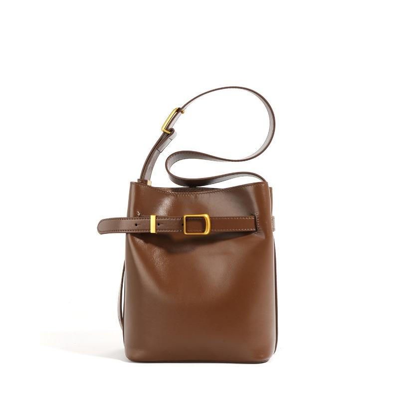 New leather women's bag bucket bag retro cowhide versatile bag shoulder messenger bag women