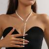 European and American Retro Imitation Pearl Fringed Long Niche Necklace Simple Round Bead Chain Beaded Necklace Decoration