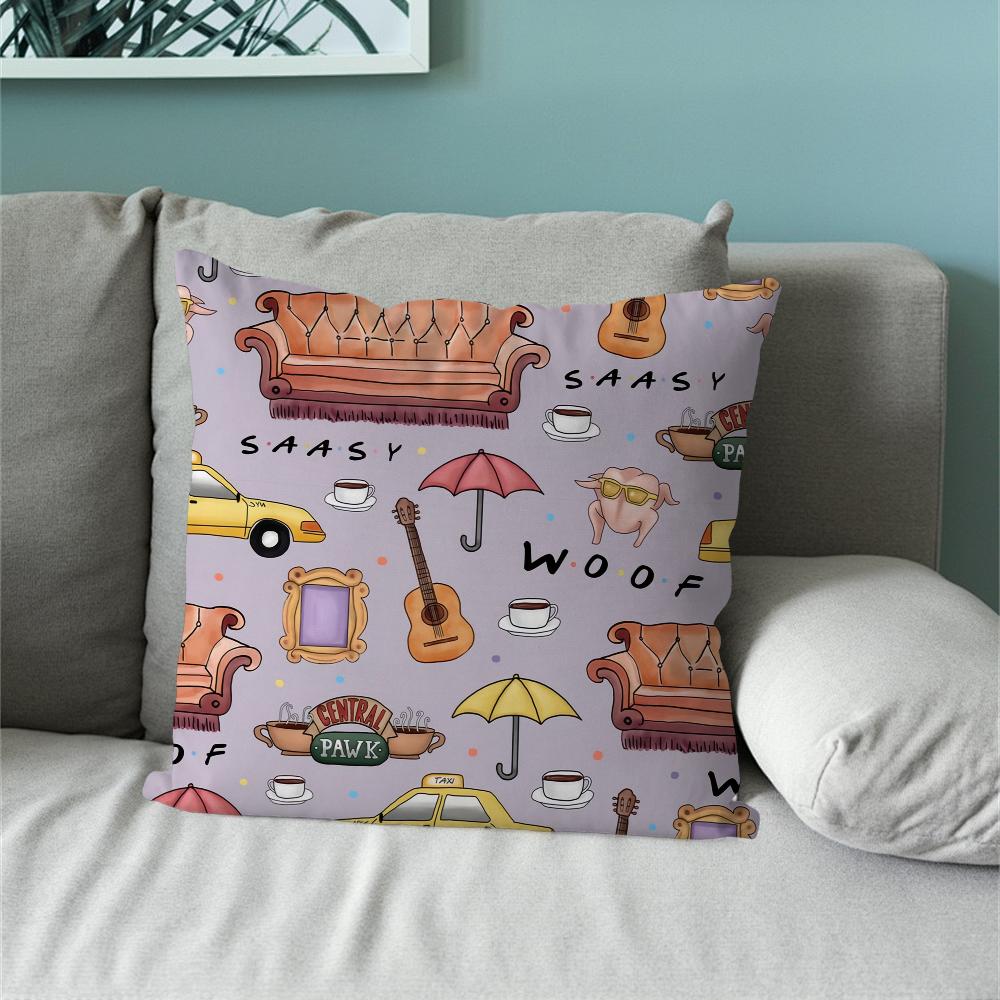 Classic Friends TV Show Pillow Case Sofa Living Room Bedroom Headboard Backrest Cushion Square Cushion Nap Time