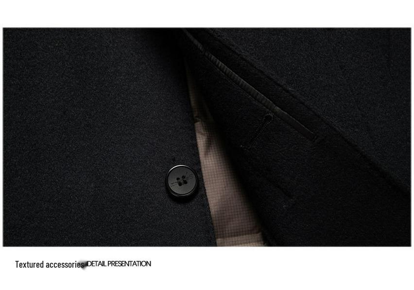 Men's Winter Wool Double-Faced Trench Coat with Down Liner and Cashmere Lapel