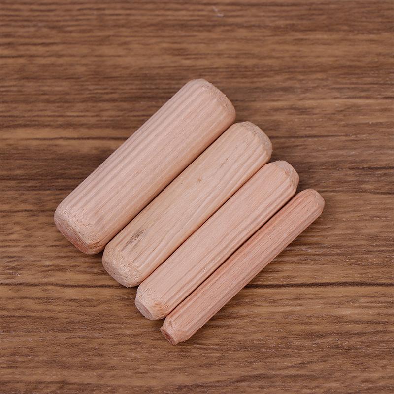 100Pcs/Pack Round Wooden Dowel Pins 6*40Mm 8*40Mm 10*40Mm Cabinet Drawer Round Fluted Diy Woodworking For Dowel Jigs Drill