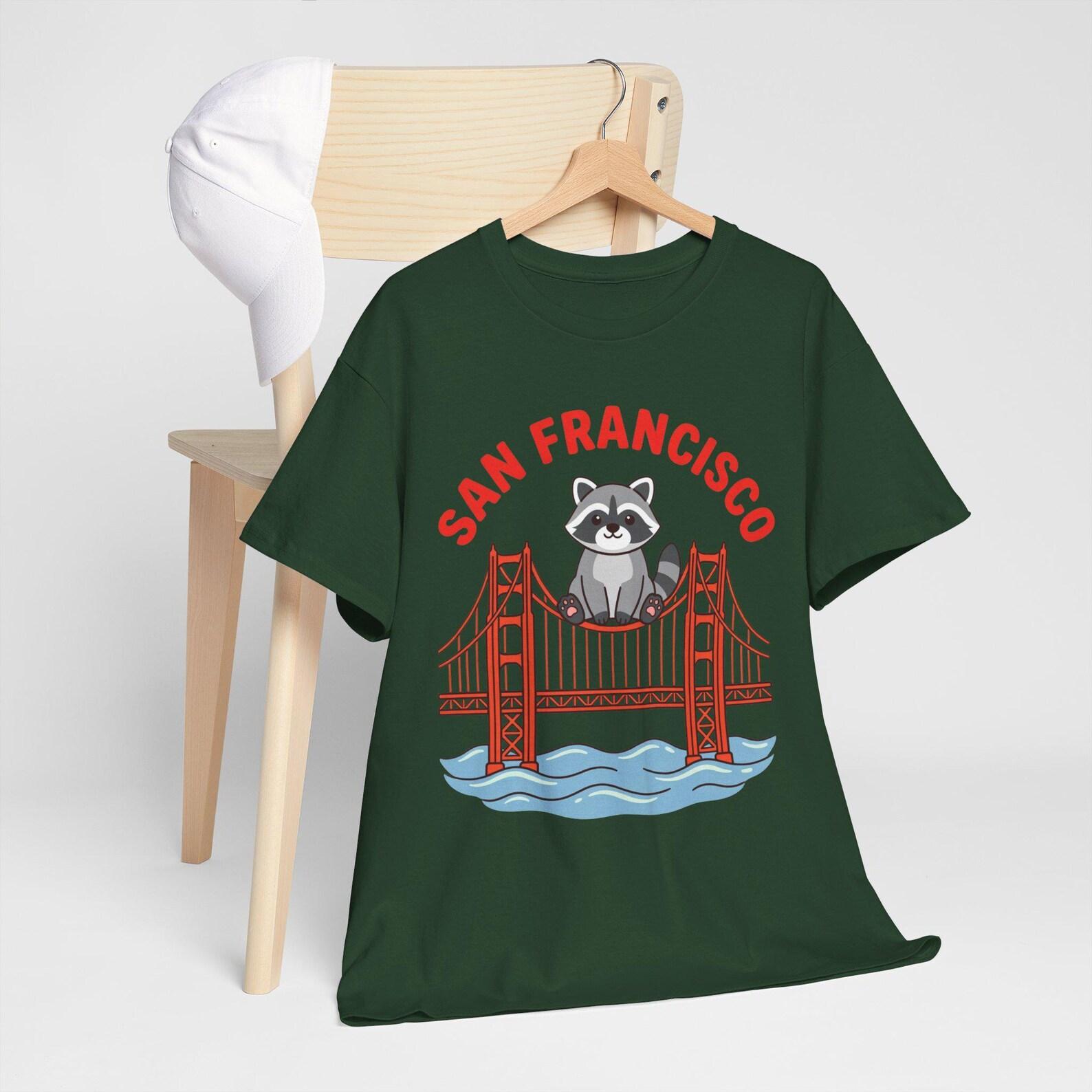 Funny Raccoon San Francisco T-Shirt; Retro Trash Panda Tee; California City Animal Graphic Shirt 4XL