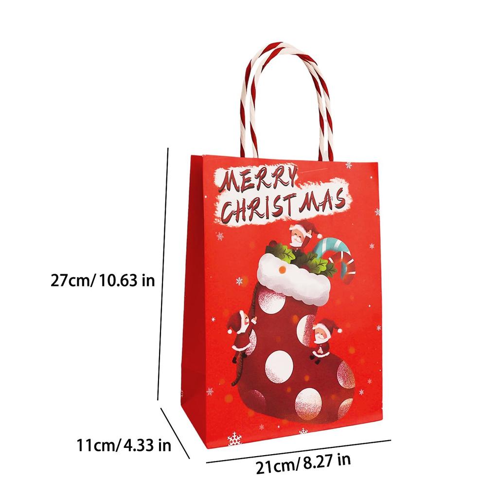 Christmas Kraft Paper Bags Eco Friendly Cookie Packaging Handbags for Kids Candy Snack Storage Xmas Party Decoration Supplies