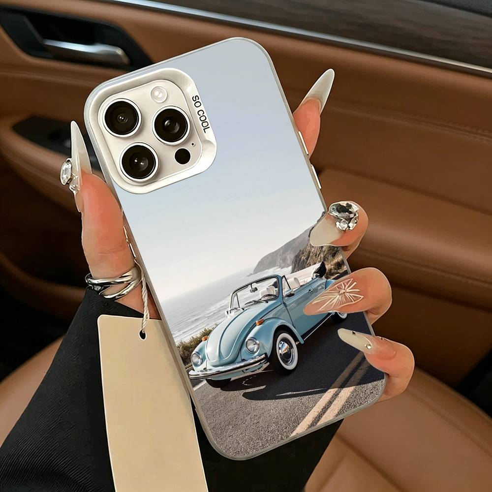 Vintage- Beetle  Retro Car Phone Case For iPhone 17,16,15,14,13,12,11 Plus,Pro Max,XS,white silver phone case iPhone15