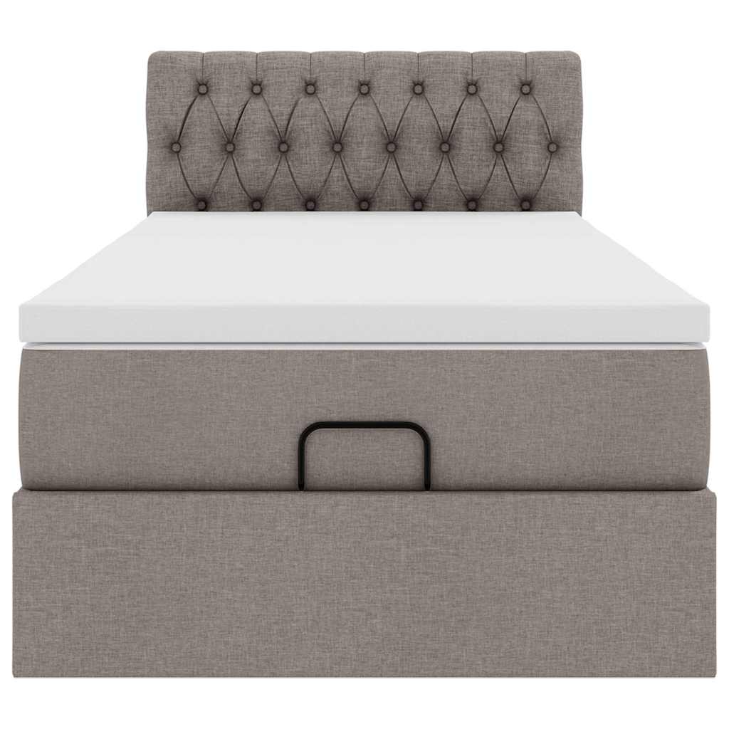 Ottoman Bed with Mattress & LEDs Taupe 80x200 Cm Fabric