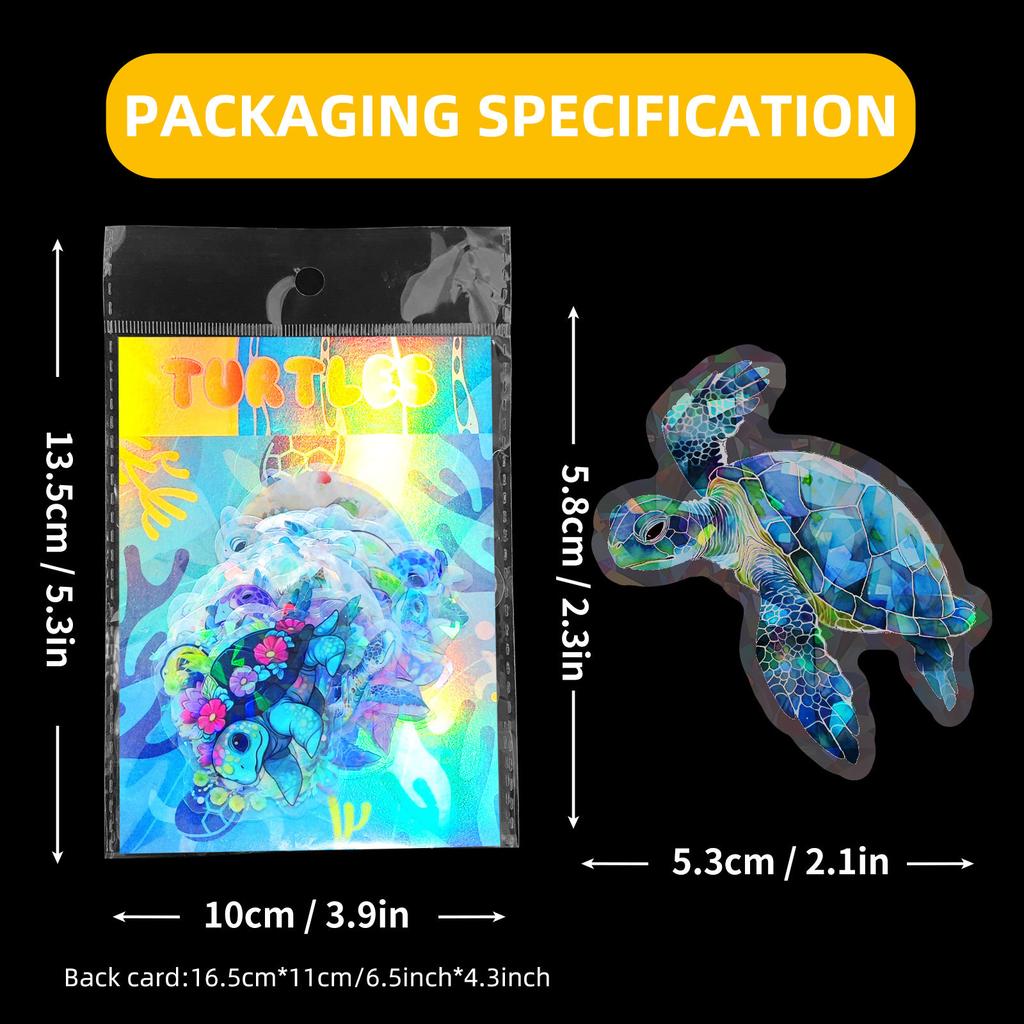 50 Transparent Laser Turtle Stickers Fantasy Personality DIY Suitcase Mobile Phone Case Notebook Stickers