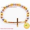 8mm Random Three-Color Bead Stainless Steel Handcrafted Cross Bracelet