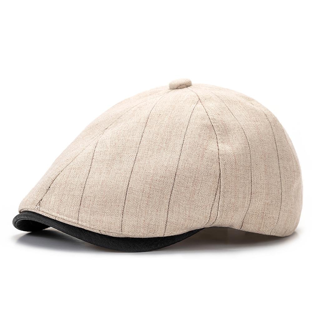 

Полосатая кепка с козырьком Осень Зима Теплая Кепка с козырьком Мужская Британская Винтажная Кепка бежевый