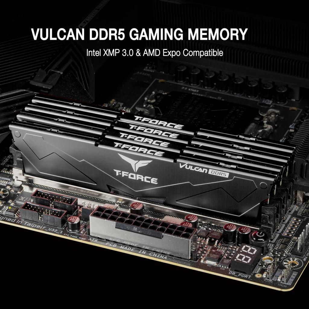 TEAMGROUP Vulcan DDR5 32GB 6000MHz CL38 Intel XMP AMD Expo Compatible Desktop Memory FLBD532G6000HC38JDC01 T-Force (2x16GB) (PC5-48000) 3.0 & Module,