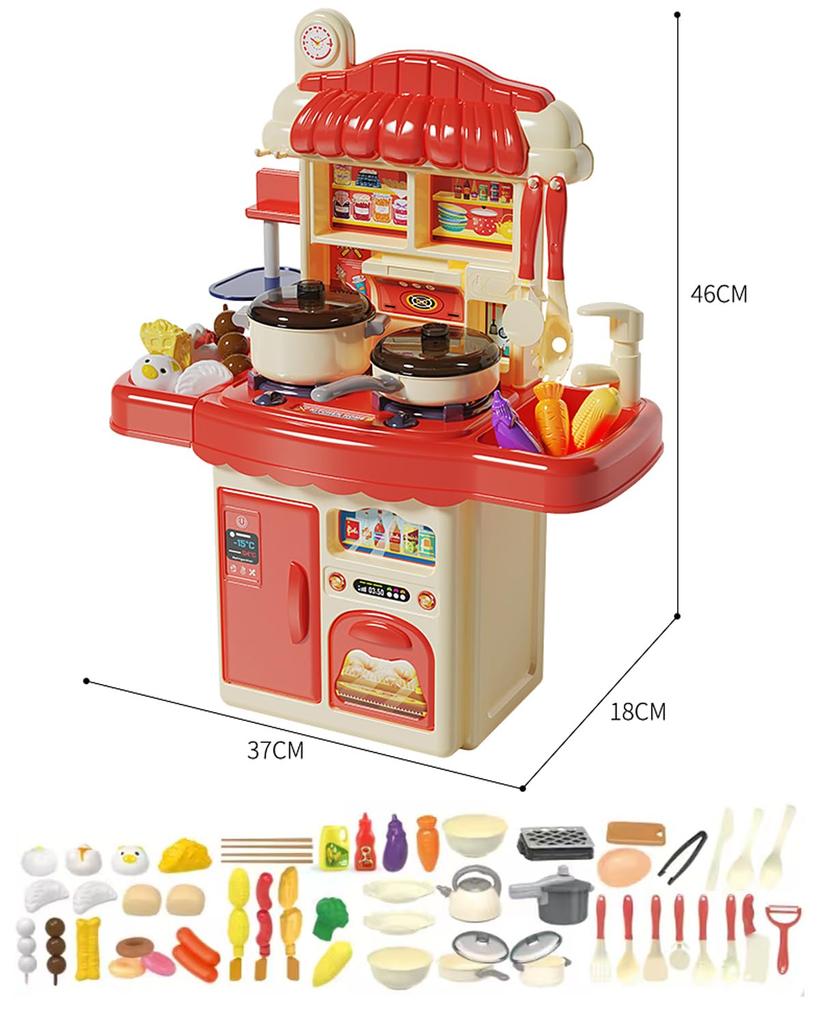 Pretend Play Kitchen Toy Set with Realistic Cooking Circulating Assembled Pressure and Luxurious Realistic Cutting Pretend Preschool Celebration Gift