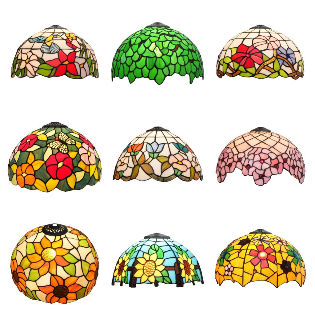 Scandinavian lampshade Stained glass cherry blossoms style Replacement 12" 30CM Handmade retro lampshade Easy replacement