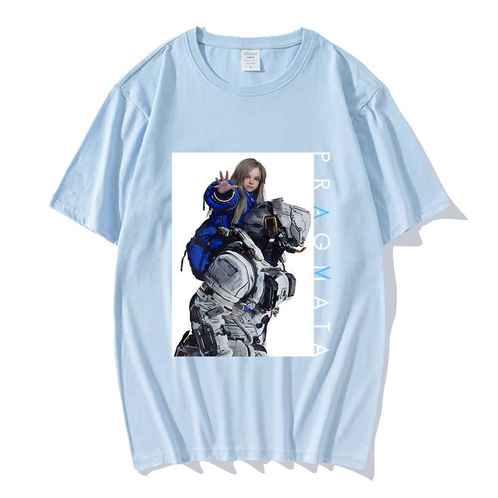 Spiel PRAGMATA Key Art T-Shirt Baumwolle Kurzarm Sommer Streetwear Rundhals Mode Grafikdruck T-Shirt Männliches T-Shirt
