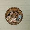 3D Embossed Holy Family Aluminum Sign Round Wall Art For Bathroom Cafe Decor