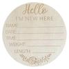 5.9in Round Baby Announcement Photo Prop Basswood Sign Hello World Baby Sign for Nursery L8
