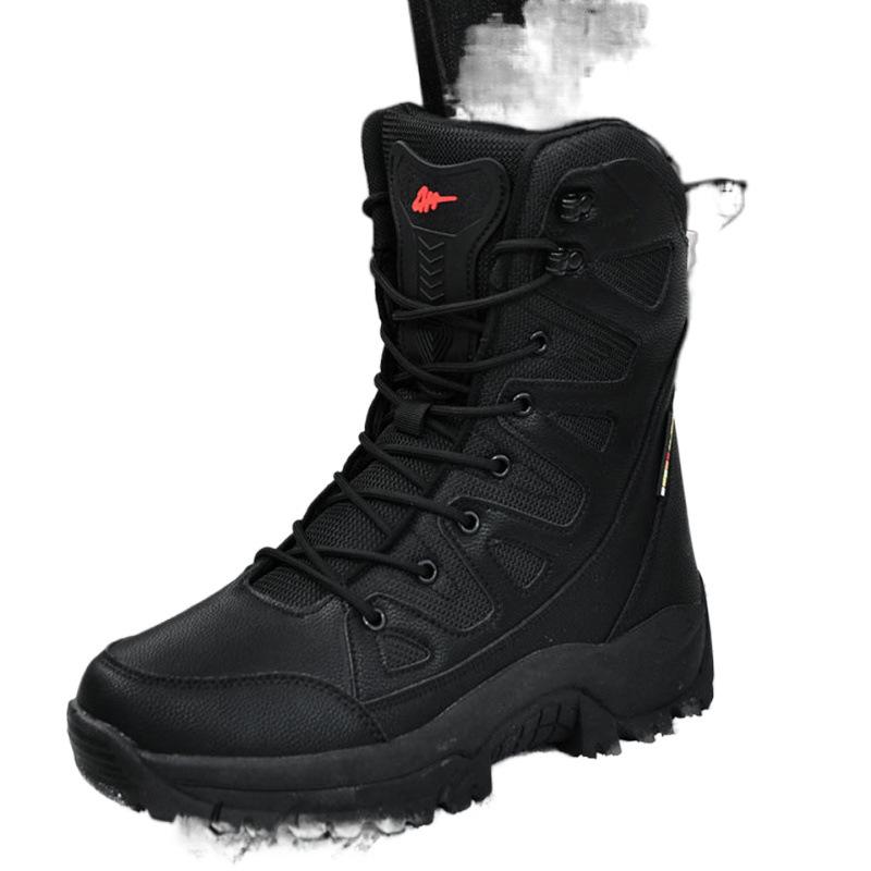 Tall cotton boots winter boots high top thickened velvet cotton shoes outdoor mountaineering snow boots