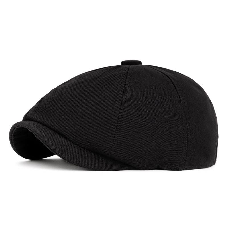 Британский Ретро Восьмиугольный Берет Мужской Весенне-Летний Кепка Вперед Женский Кепка Художника Кепка Газетчика Style1 чёрный