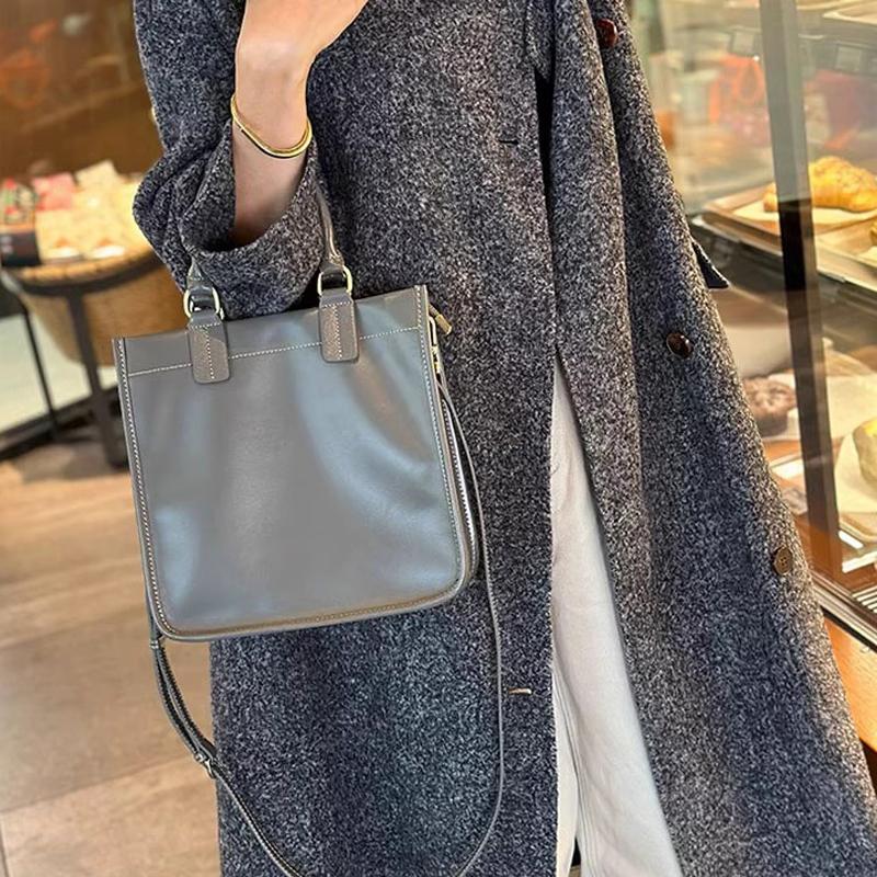 Fashionable new large capacity textured women's handbag, single shoulder crossbody bag, retro square tote bag