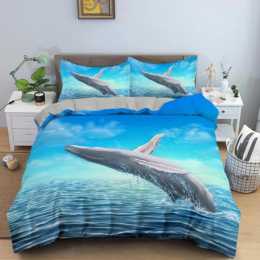 Dolphin Bedding Set Animal Pattern Comfortable Duvet Quilt Cover Pillowcase Bedding Set Children Bedroom Decoration Home Textile