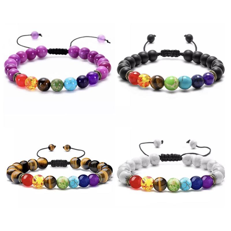 Multicolor Alloy & Volcanic Stone Yoga Bracelet with Turquoise & Tiger Eye Beads