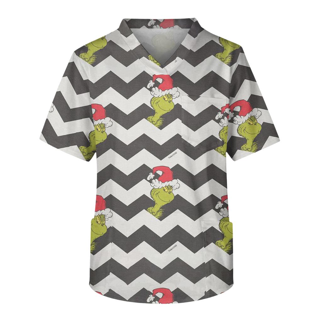 Men's Casual Short-Sleeved V-Neck Printed Front Pocket Top