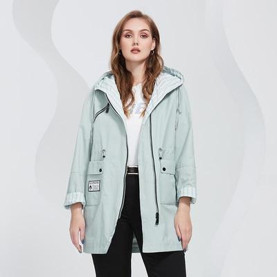 Cappotto Spring Short Splicing colore caldo con giacca con polsini con cerniera e cappuccio Capispalla casual