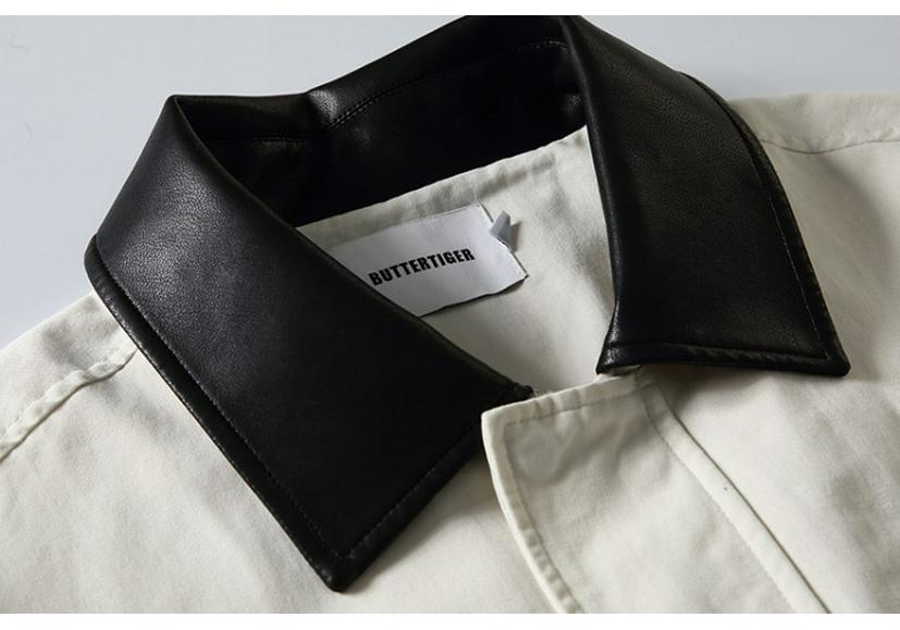 QIYOU 2026 Men's Japanese Retro Color Block Drawstring Lapel Casual Jacket