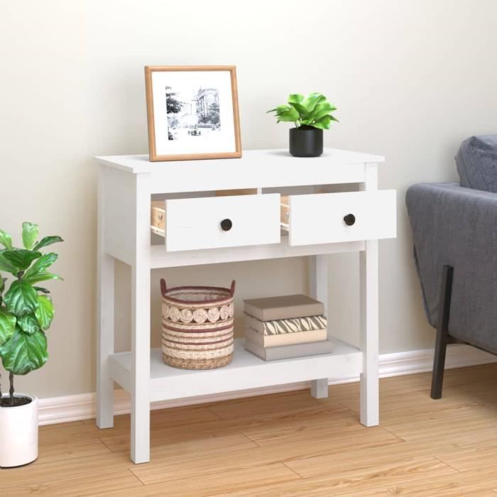 VidaXL Table console Blanc 75x35x75 cm Bois massif de pin 814620