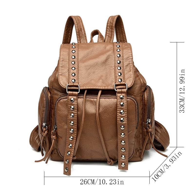 Zaino Designer Rivettato in Morbida Pelle per Donna Semplice ad Alta Capacità Borsa Scolastica Zaino da Viaggio