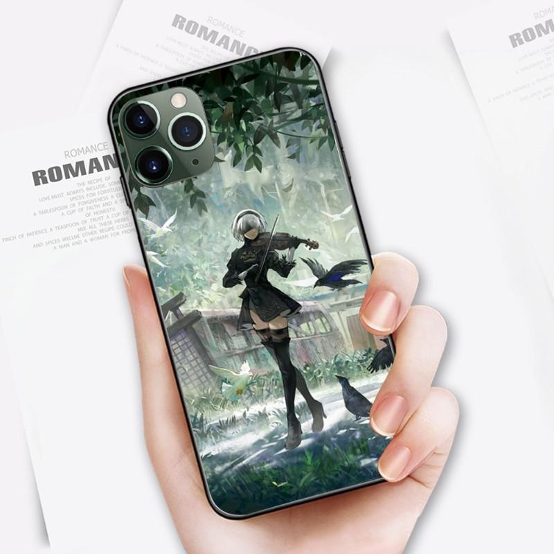 Cute Girl Nier Automata Phone Case For IPhone 14 13 12 11 XS X 8 7 6 Plus Mini Pro Max SE 2022 Soft Black Phone Cover