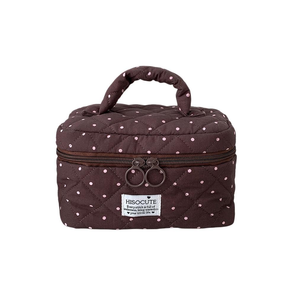 Portable Cloth Y2k Dots Toiletry Bag with Handle Handheld Makeup Bag Handbag Korean Style Cosmetic Storage Bag Travel