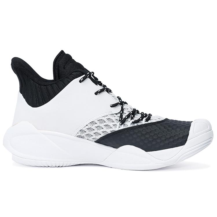 Anta Slip Resistant Abrasion Resistant Mid top Performance Basketball Shoes Men's Black White Gray 112131616S-1