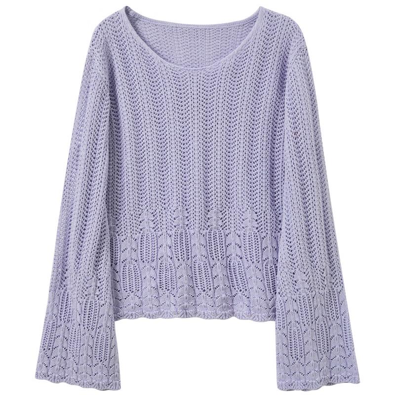 Sancai Women's Plus Size Loose Hollow Knit Cardigan