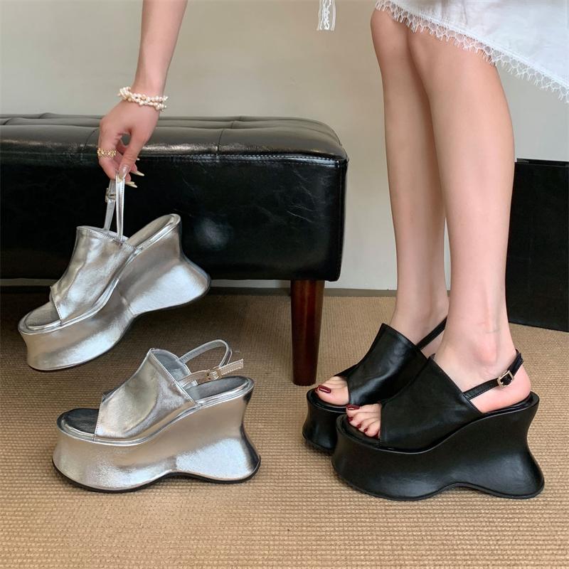 Eilyken 2026 Summer Peep Toe Platform Wedges Heels Women Sandals Buckle Strap Party Shoes Zapatos De Mujer
