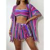 Trend Bedruckter Nacken-Sling Bikini Split Set