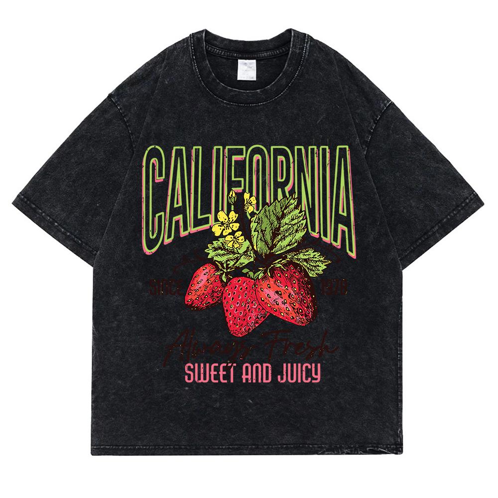 

Калифорния Сладкий И Сочный Выстиранный Ретро Снежный Топ Мужская Повседневная Футболка Одежда Футболки Повседневная Летняя Хлопковая Свободная Футболка 3XL