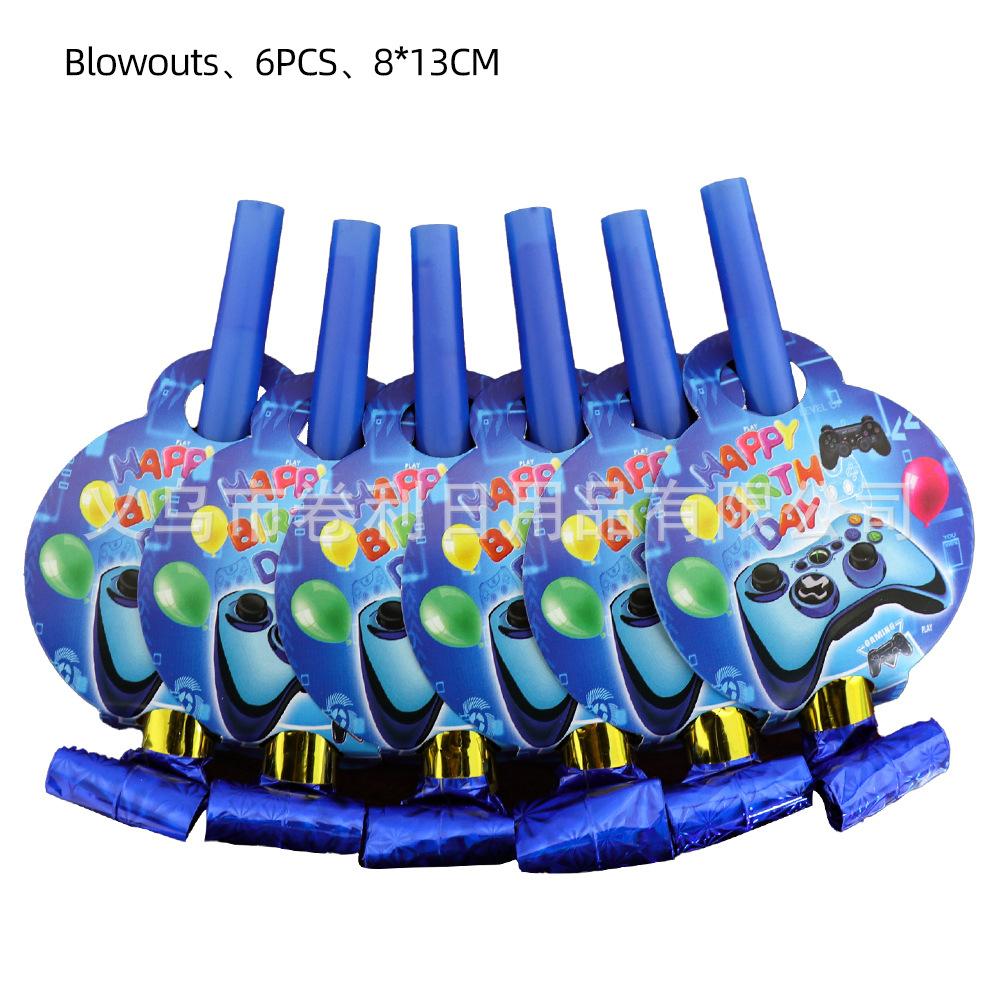 Blue Game Gomeon Party Supplies Birthday Decoration Paper Plate Paper Cup Paper Towel Flag Tableware Set Desktop