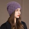 New Rabbit Fur Hat Women's Winter Warm Knitted Headhat Beret Winter Beret for Middle-Aged and Elderly Ladies, Autumn-Winter Season