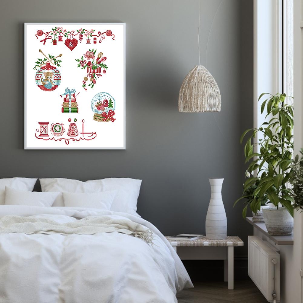 Buy Full Cross Stitch Cotton 14CT Printed Christmas Needle Handmade ...