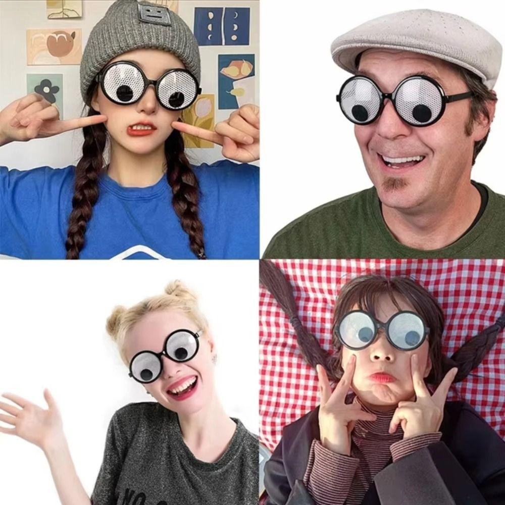 Runder Rahmen Leuchtende Brille Rotierende Augäpfel Partybrille Anime Neuheitsbrille Halloween Party