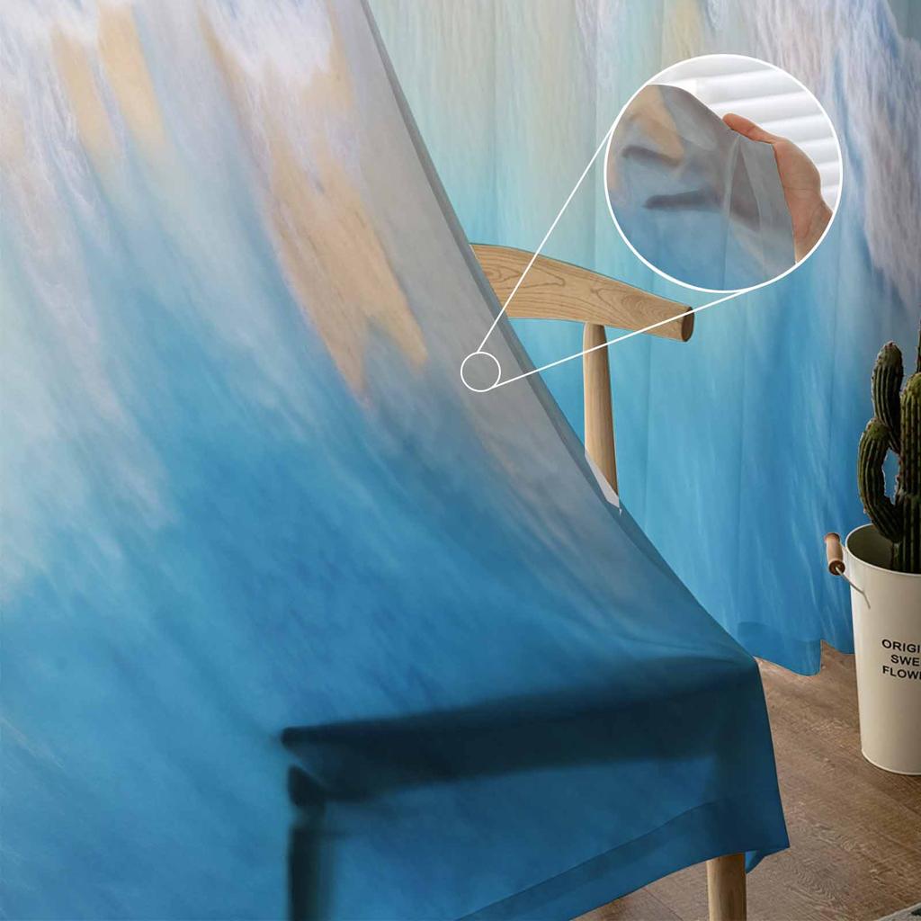 Ocean Beach Summer Vacation Tulle Window Curtains for Bedroom Luxury Home Decor Drapes In Living Room Chiffon Panels