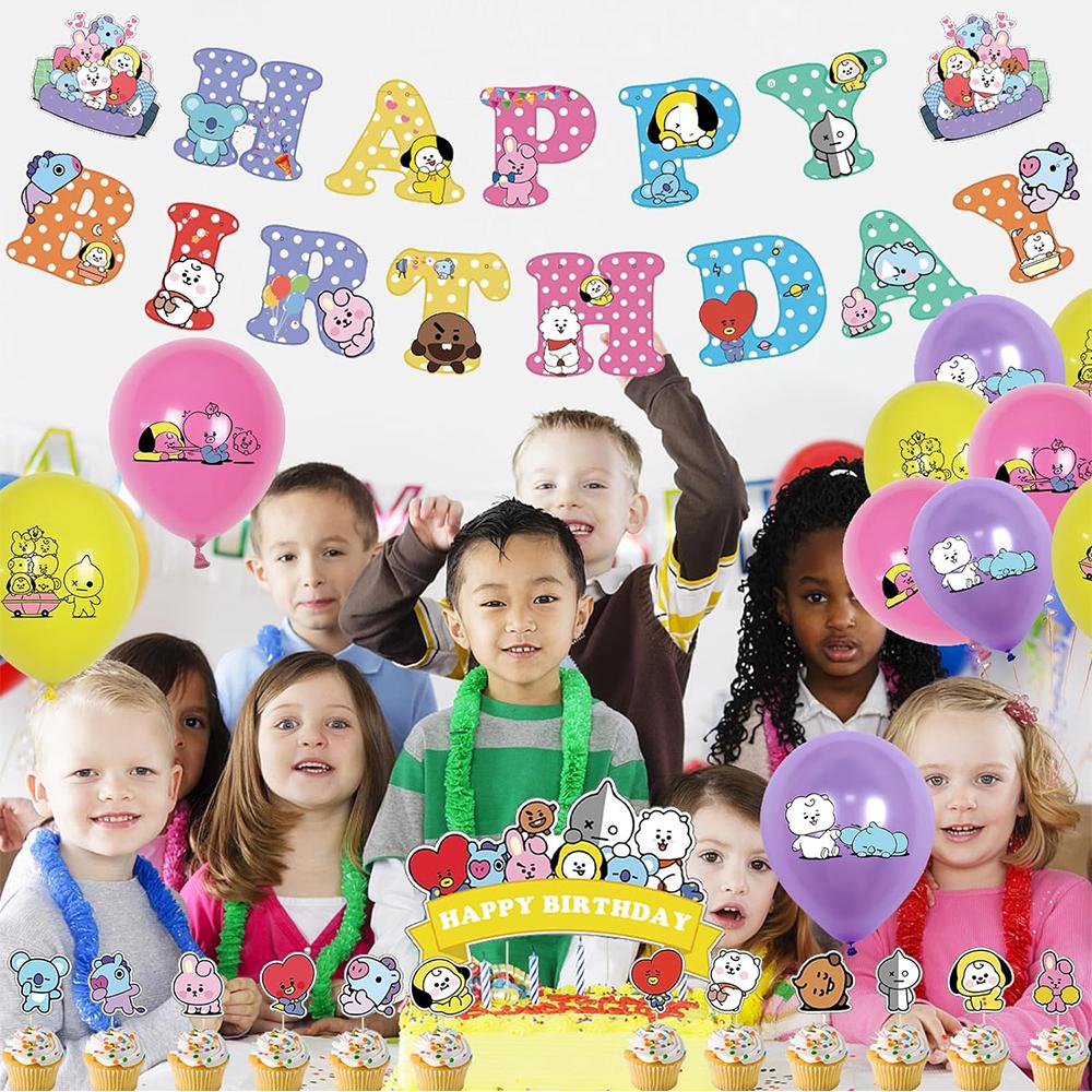 32ks BTS Party Supplies Set Obsahuje Banner Toppery na Dort Balónky pro Fandy