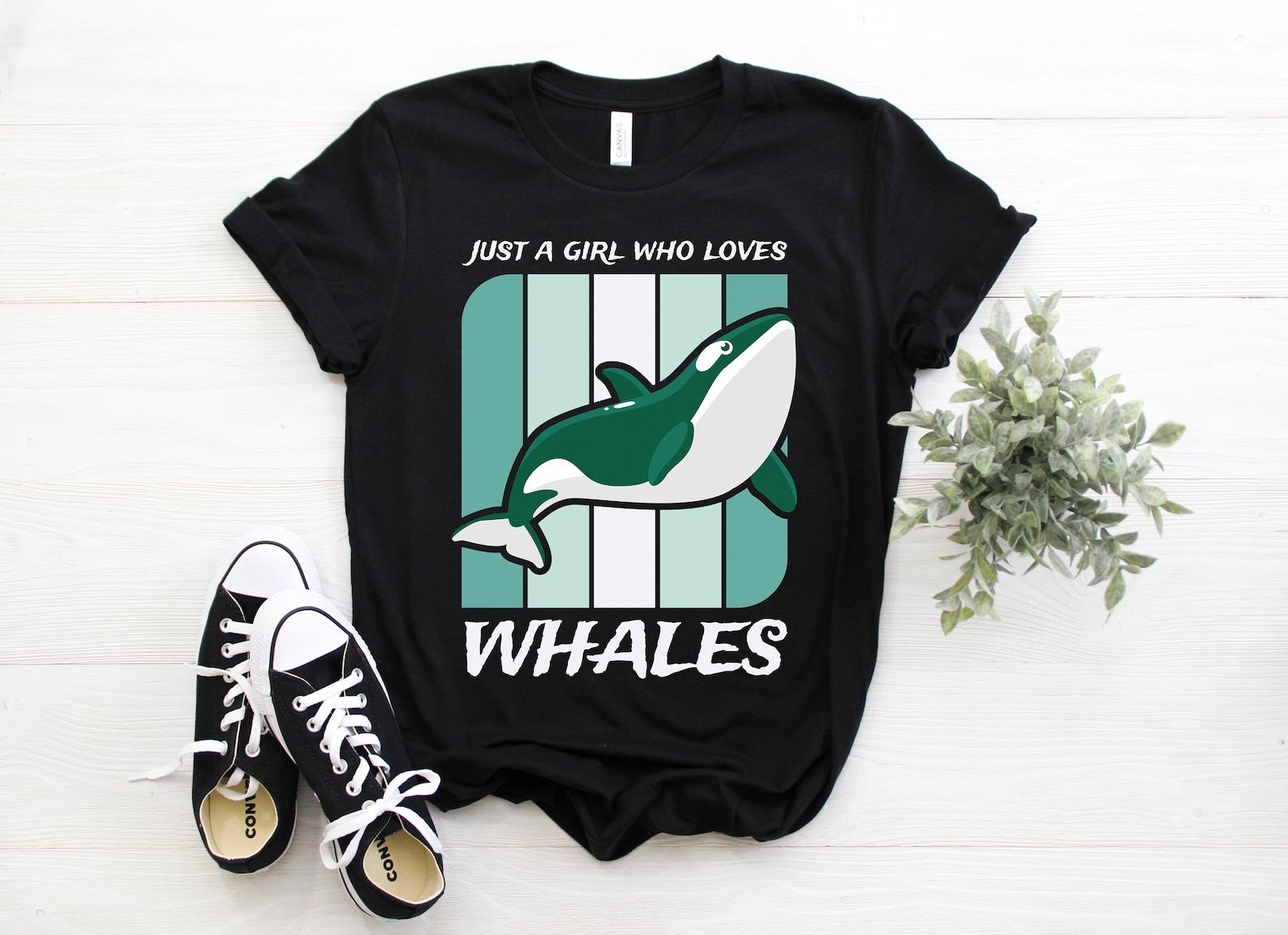 Just a Girl Who Loves Whales T-Shirt, Funny Whale Shirts, Cute Whale Tee, Whale Lover Gift TShirt, Birthday, Girls Whale Shirt, Kids, 130