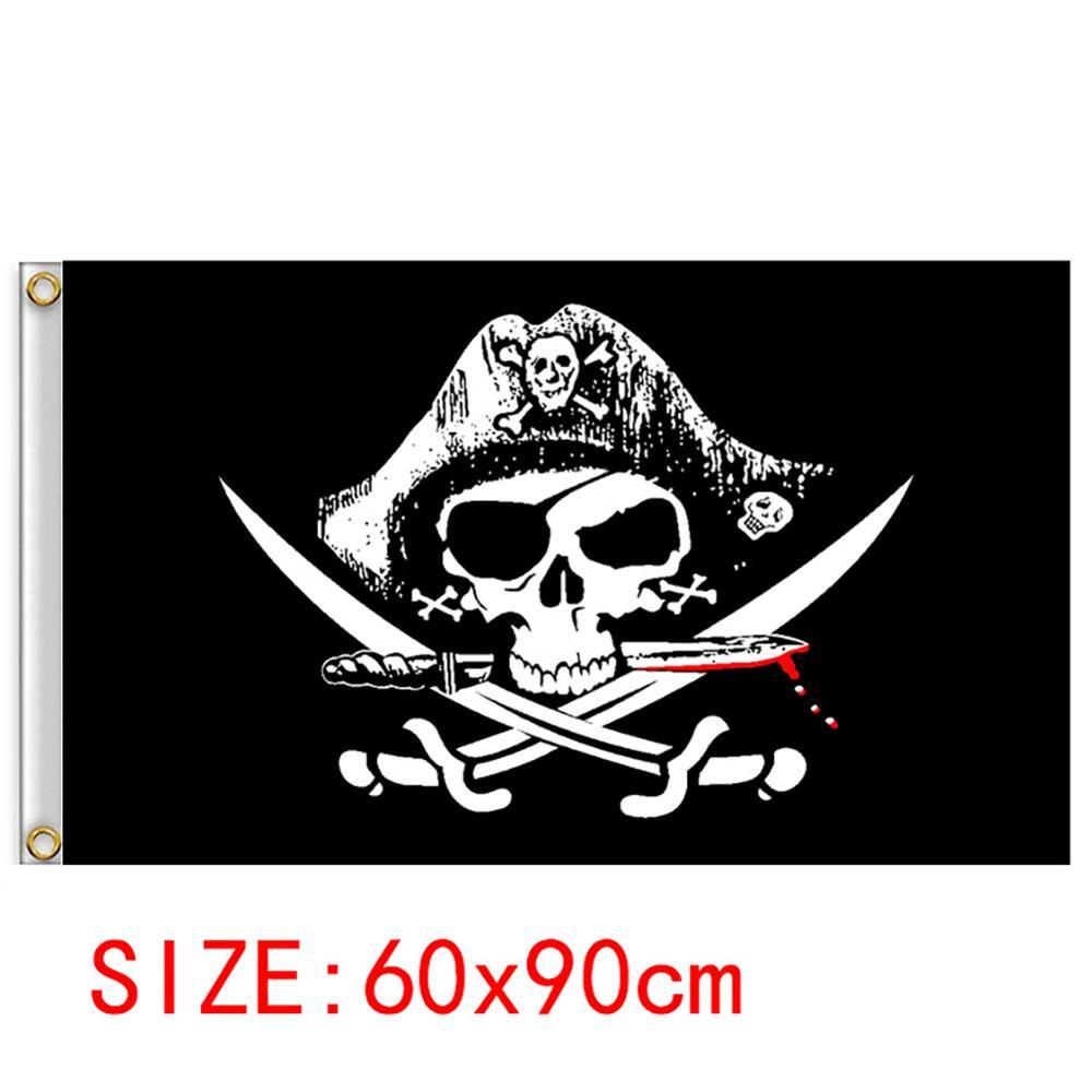 60x90cm Halloween Pirate Flag Skull Flag Polyester Banner Flags And Banners Home Decor Fade Resistant Jolly Roger Flag Decor