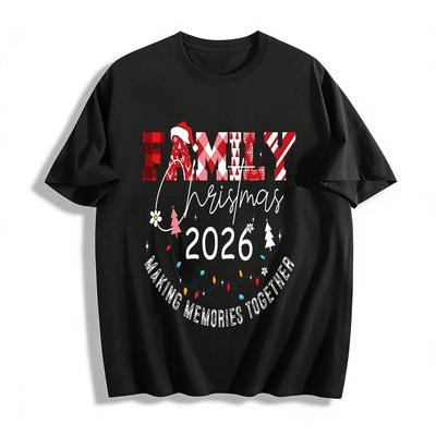 2026 Family Christmas Tee Making Memories Together Holiday Top Pure Cotton T-shirt
