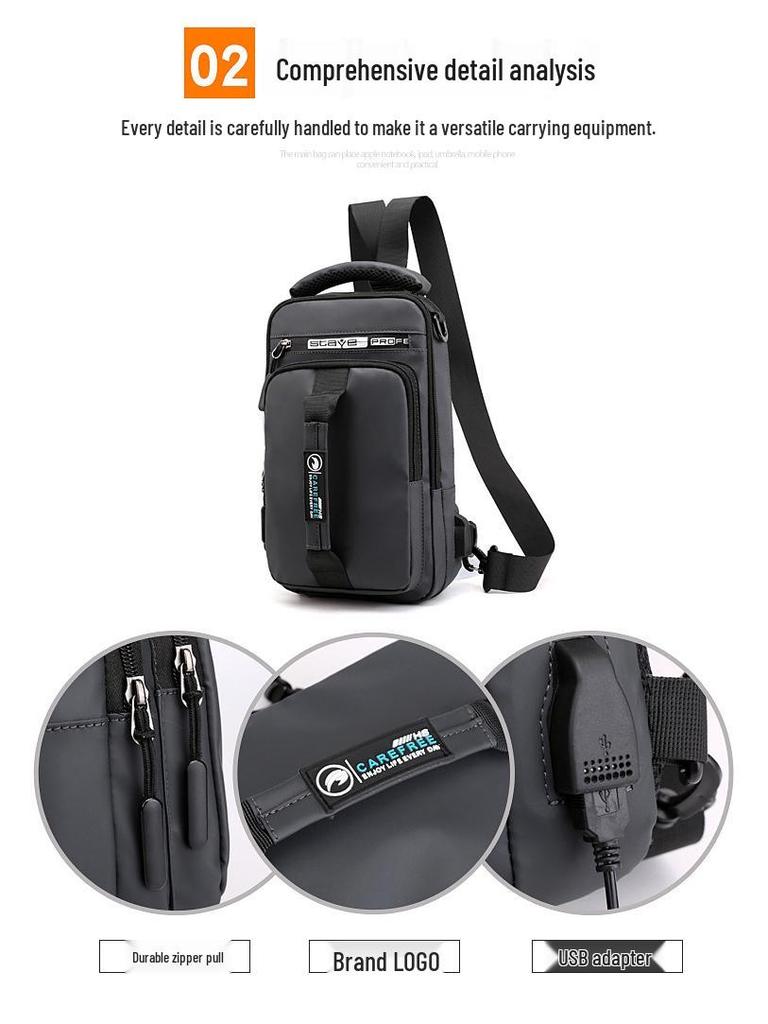 Men's USB Charging Multifunction Shoulder Chest Bag Backpack