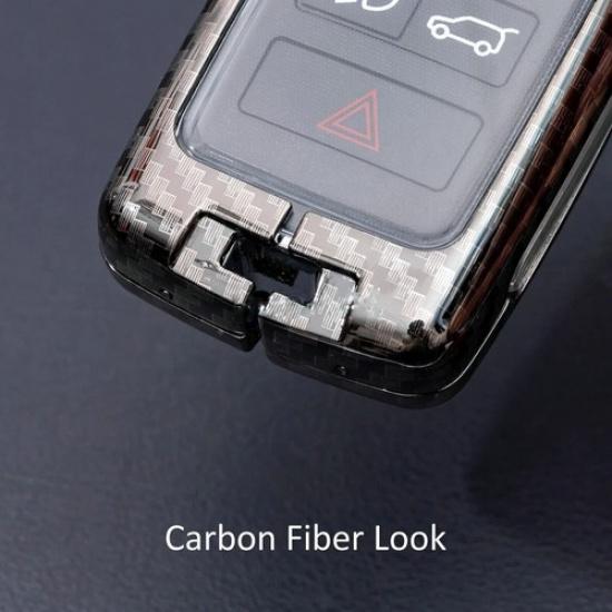 For Land Rover Jaguar Metal Car Key Fob Cover Keychain Accessories Carbon Fiber